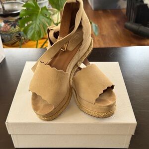 Chloe baby pink Espadrille Wedges